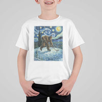 Cryptid Hockey Bigfoot Starry Night Inspired Funny Gift T Shirt For Kid - Wonder Print Shop
