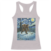 Cryptid Hockey Bigfoot Starry Night Inspired Funny Gift Racerback Tank Top - Wonder Print Shop