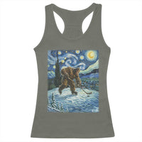 Cryptid Hockey Bigfoot Starry Night Inspired Funny Gift Racerback Tank Top - Wonder Print Shop