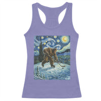 Cryptid Hockey Bigfoot Starry Night Inspired Funny Gift Racerback Tank Top - Wonder Print Shop