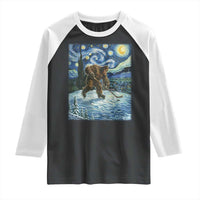 Cryptid Hockey Bigfoot Starry Night Inspired Funny Gift Raglan Shirt - Wonder Print Shop