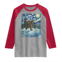Cryptid Hockey Bigfoot Starry Night Inspired Funny Gift Raglan Shirt - Wonder Print Shop
