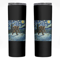 Cryptid Hockey Bigfoot Starry Night Inspired Funny Gift Skinny Tumbler - Wonder Print Shop