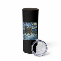 Cryptid Hockey Bigfoot Starry Night Inspired Funny Gift Skinny Tumbler - Wonder Print Shop