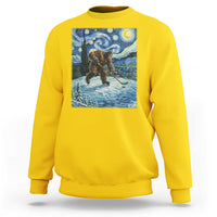 Cryptid Hockey Bigfoot Starry Night Inspired Funny Gift Sweatshirt - Wonder Print Shop