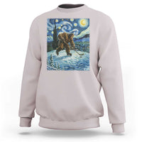 Cryptid Hockey Bigfoot Starry Night Inspired Funny Gift Sweatshirt - Wonder Print Shop
