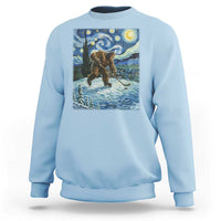 Cryptid Hockey Bigfoot Starry Night Inspired Funny Gift Sweatshirt - Wonder Print Shop