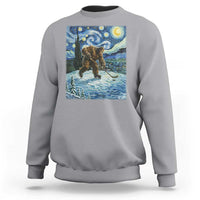 Cryptid Hockey Bigfoot Starry Night Inspired Funny Gift Sweatshirt - Wonder Print Shop
