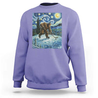 Cryptid Hockey Bigfoot Starry Night Inspired Funny Gift Sweatshirt - Wonder Print Shop