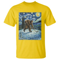 Cryptid Hockey Bigfoot Starry Night Inspired Funny Gift T Shirt - Wonder Print Shop