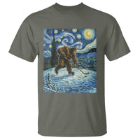 Cryptid Hockey Bigfoot Starry Night Inspired Funny Gift T Shirt - Wonder Print Shop
