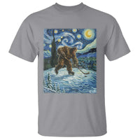 Cryptid Hockey Bigfoot Starry Night Inspired Funny Gift T Shirt - Wonder Print Shop