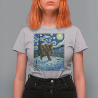 Cryptid Hockey Bigfoot Starry Night Inspired Funny Gift T Shirt For Women - Wonder Print Shop