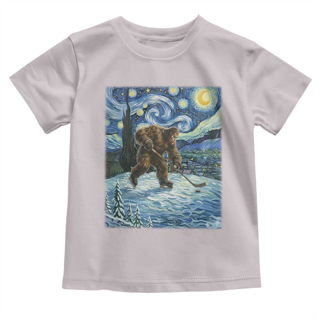Cryptid Hockey Bigfoot Starry Night Inspired Funny Gift Toddler T Shirt - Wonder Print Shop