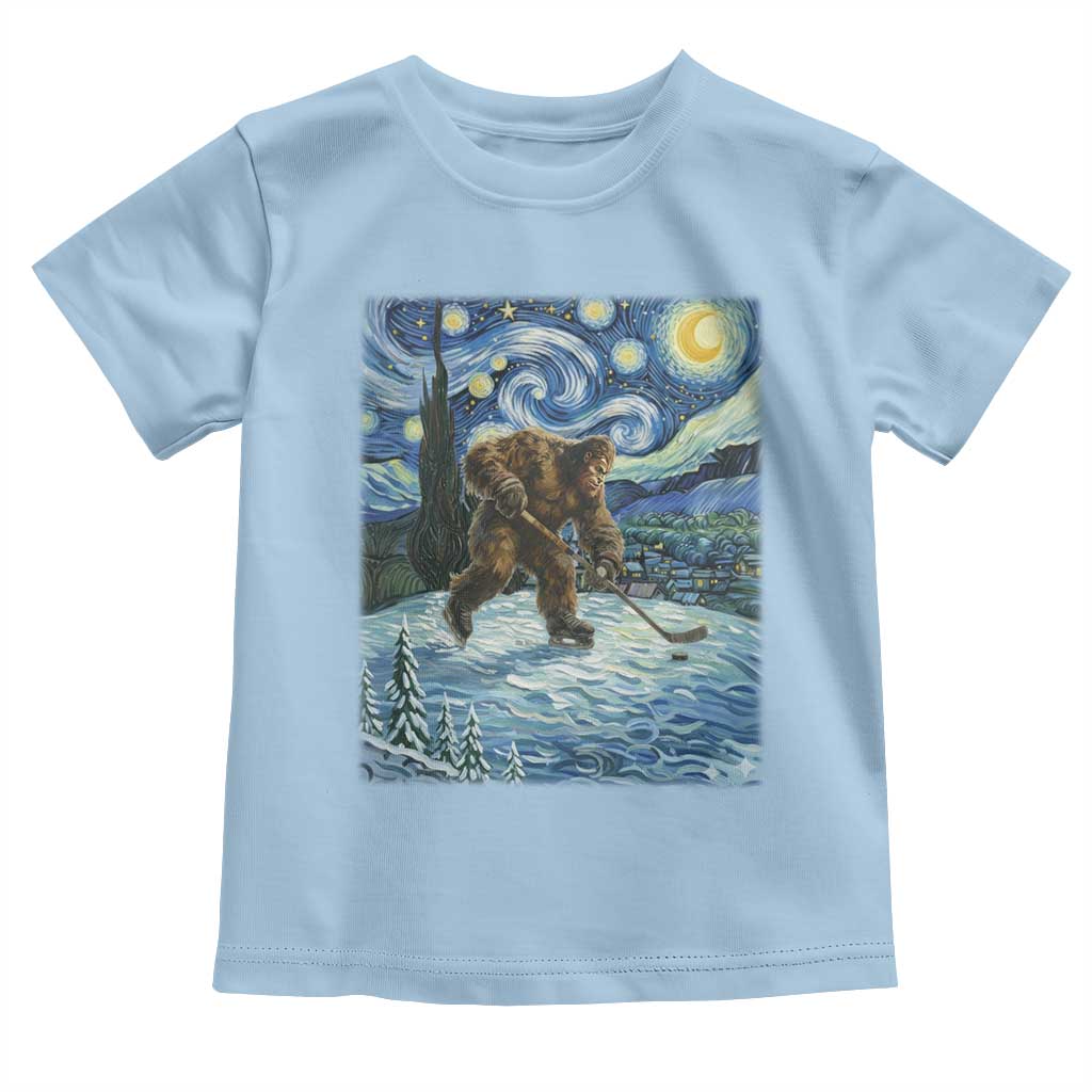 Cryptid Hockey Bigfoot Starry Night Inspired Funny Gift Toddler T Shirt - Wonder Print Shop