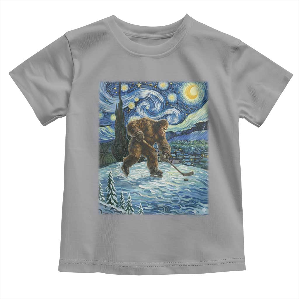 Cryptid Hockey Bigfoot Starry Night Inspired Funny Gift Toddler T Shirt - Wonder Print Shop