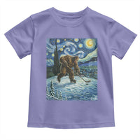 Cryptid Hockey Bigfoot Starry Night Inspired Funny Gift Toddler T Shirt - Wonder Print Shop