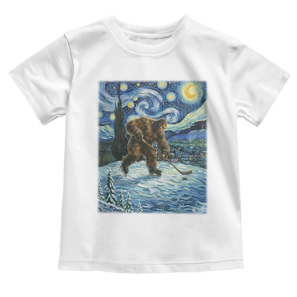Cryptid Hockey Bigfoot Starry Night Inspired Funny Gift Toddler T Shirt - Wonder Print Shop