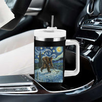 Cryptid Hockey Bigfoot Starry Night Inspired Funny Gift Tumbler With Handle - Wonder Print Shop