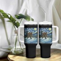 Cryptid Hockey Bigfoot Starry Night Inspired Funny Gift Tumbler With Handle - Wonder Print Shop