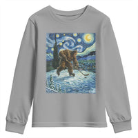 Cryptid Hockey Bigfoot Starry Night Inspired Funny Gift Youth Sweatshirt - Wonder Print Shop