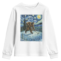 Cryptid Hockey Bigfoot Starry Night Inspired Funny Gift Youth Sweatshirt - Wonder Print Shop