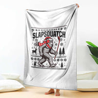 Slapsquatch Hockey Player Throw Blanket Funny Bigfoot Ugly Christmas Gift - Wonder Print Shop