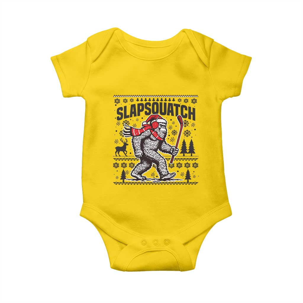 Slapsquatch Hockey Player Baby Onesie Funny Bigfoot Ugly Christmas Gift - Wonder Print Shop
