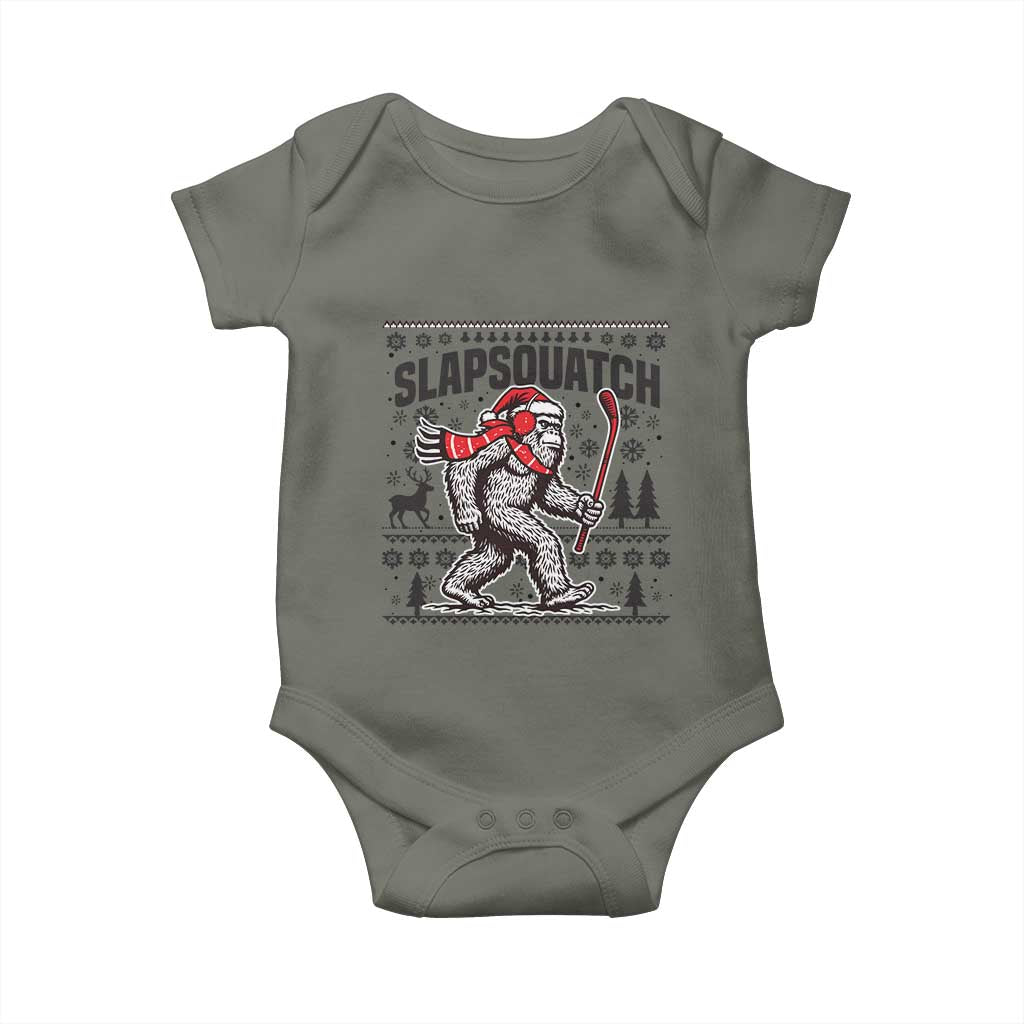 Slapsquatch Hockey Player Baby Onesie Funny Bigfoot Ugly Christmas Gift - Wonder Print Shop