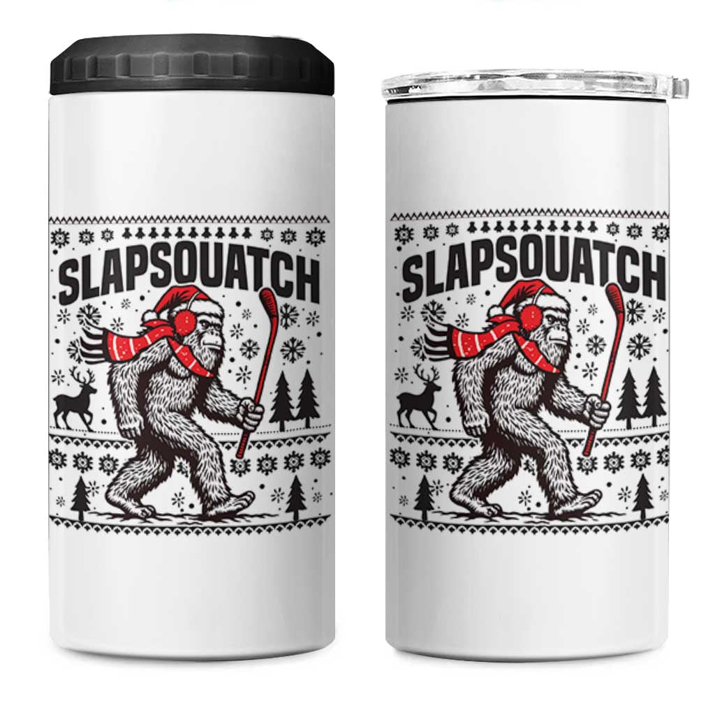 Slapsquatch Hockey Player 4 in 1 Can Cooler Tumbler Funny Bigfoot Ugly Christmas Gift - Wonder Print Shop