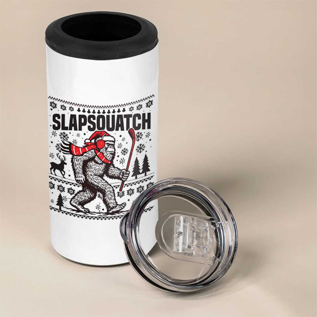 Slapsquatch Hockey Player 4 in 1 Can Cooler Tumbler Funny Bigfoot Ugly Christmas Gift - Wonder Print Shop