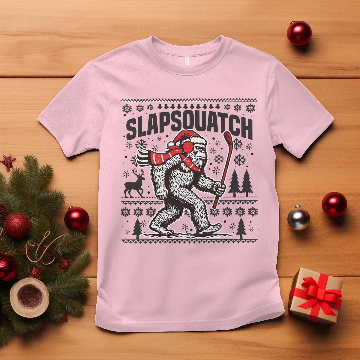 Slapsquatch Hockey Player T Shirt Funny Bigfoot Ugly Christmas Gift - Wonder Print Shop