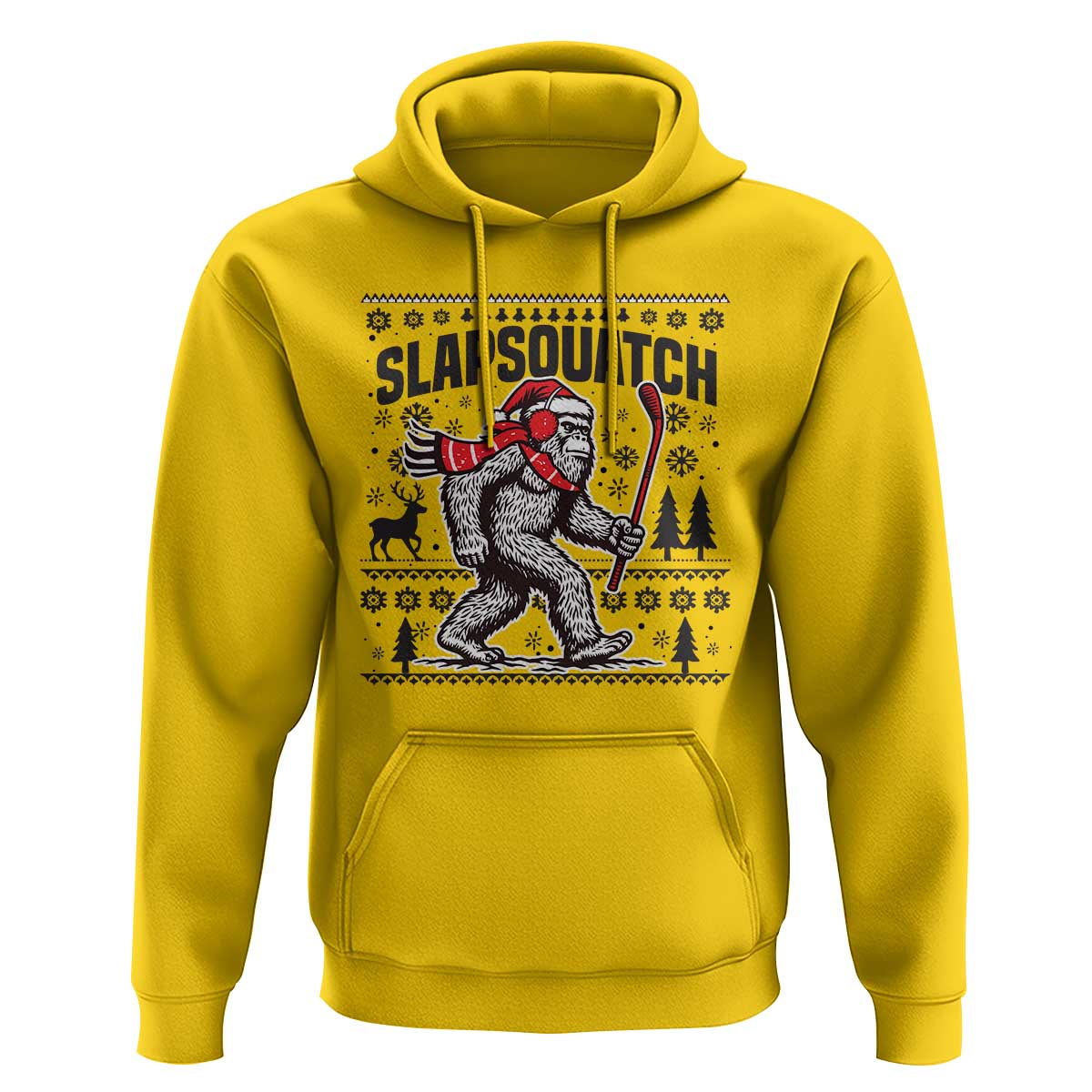 Slapsquatch Hockey Player Hoodie Funny Bigfoot Ugly Christmas Gift - Wonder Print Shop