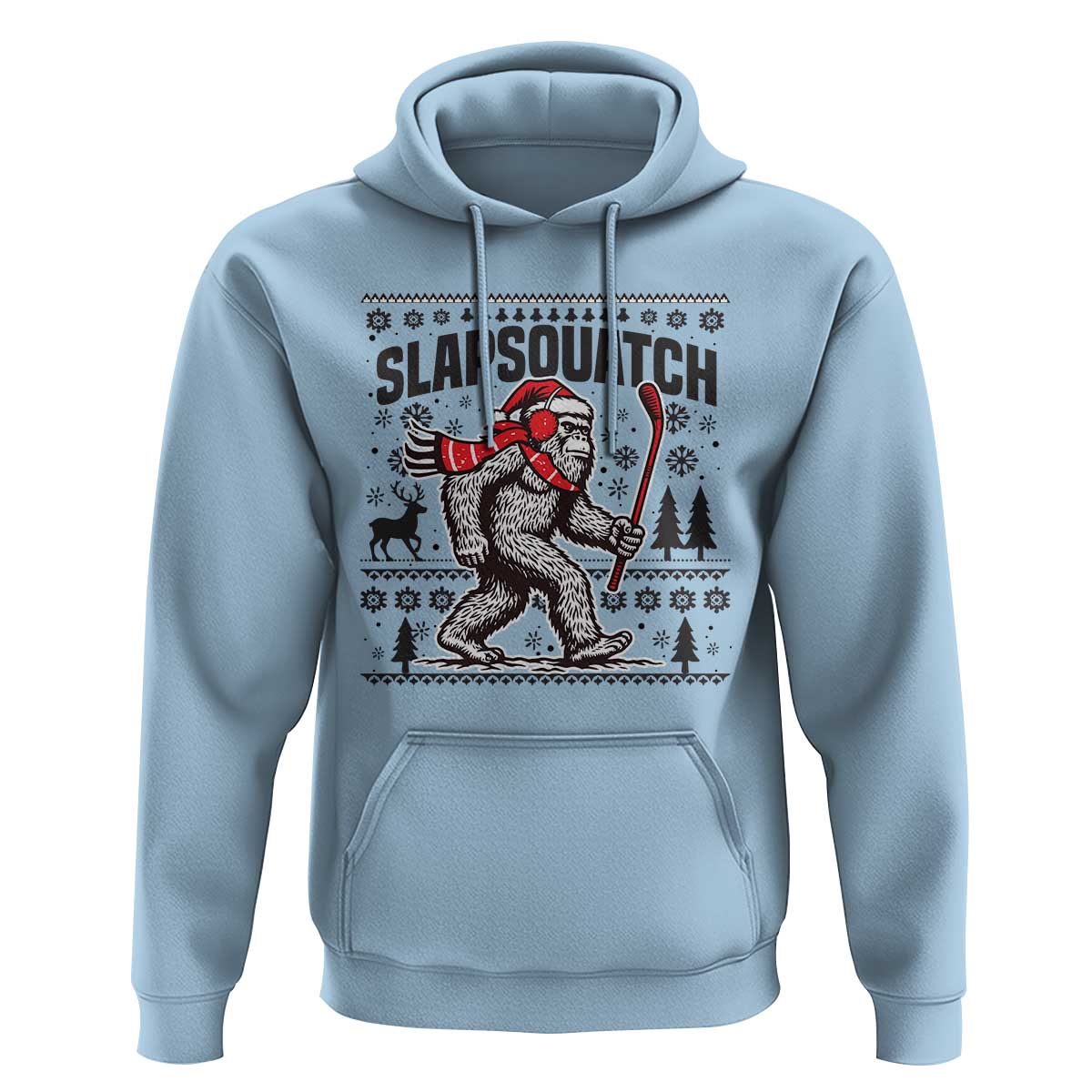 Slapsquatch Hockey Player Hoodie Funny Bigfoot Ugly Christmas Gift - Wonder Print Shop