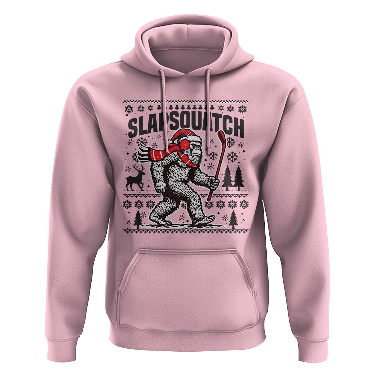 Slapsquatch Hockey Player Hoodie Funny Bigfoot Ugly Christmas Gift - Wonder Print Shop
