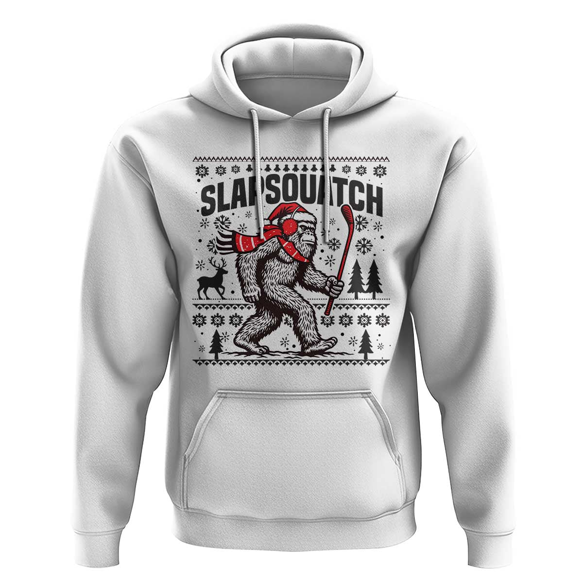 Slapsquatch Hockey Player Hoodie Funny Bigfoot Ugly Christmas Gift - Wonder Print Shop
