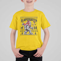Slapsquatch Hockey Player T Shirt For Kid Funny Bigfoot Ugly Christmas Gift - Wonder Print Shop