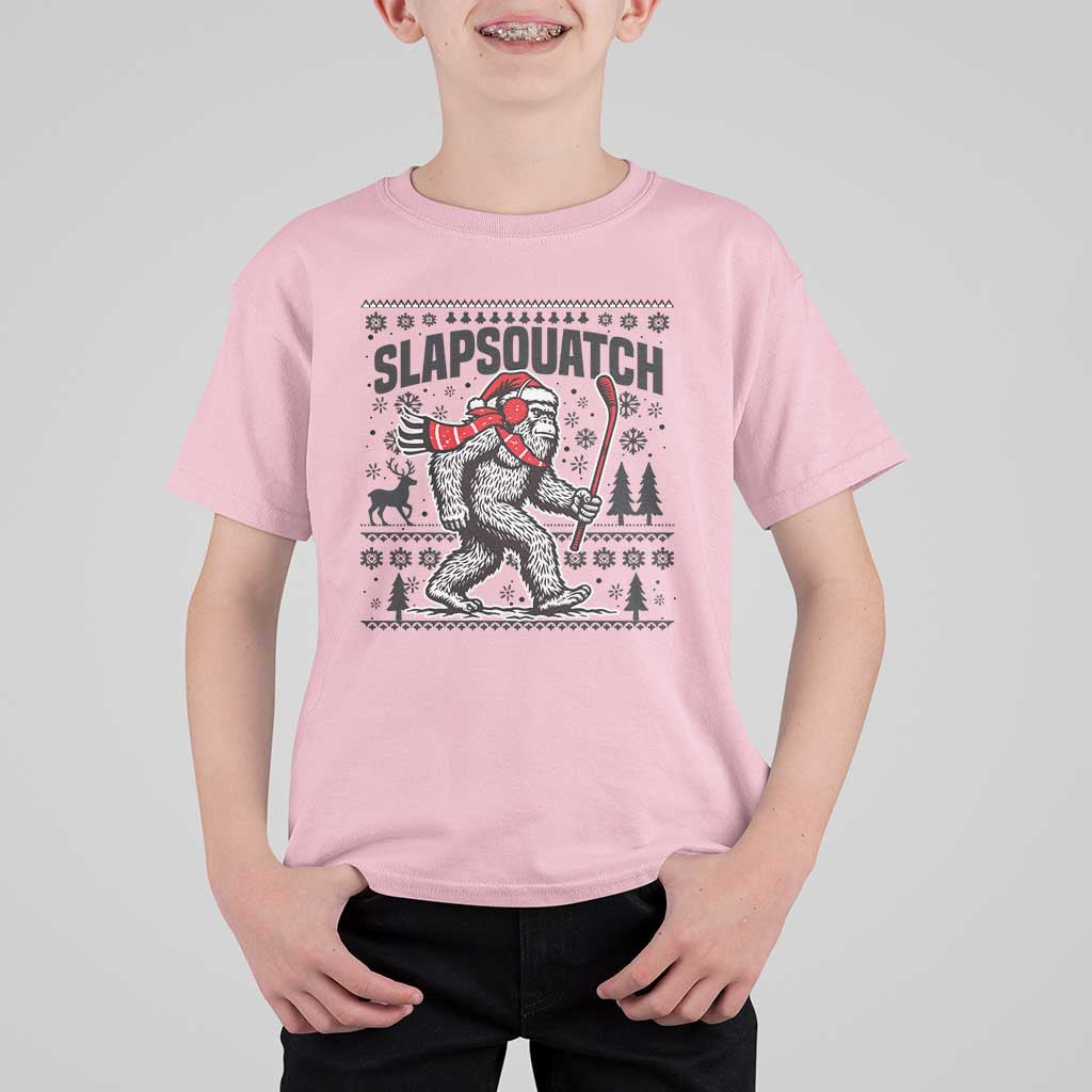 Slapsquatch Hockey Player T Shirt For Kid Funny Bigfoot Ugly Christmas Gift - Wonder Print Shop