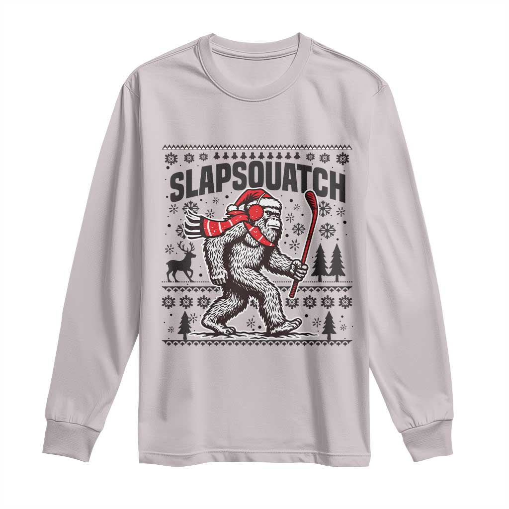 Slapsquatch Hockey Player Long Sleeve Shirt Funny Bigfoot Ugly Christmas Gift - Wonder Print Shop