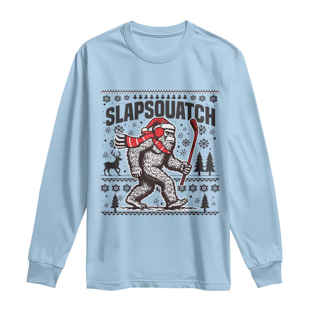 Slapsquatch Hockey Player Long Sleeve Shirt Funny Bigfoot Ugly Christmas Gift - Wonder Print Shop