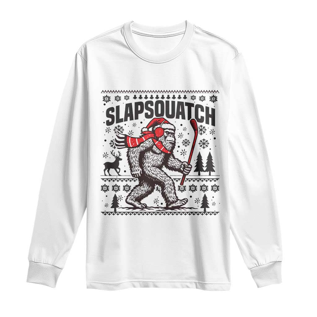 Slapsquatch Hockey Player Long Sleeve Shirt Funny Bigfoot Ugly Christmas Gift - Wonder Print Shop