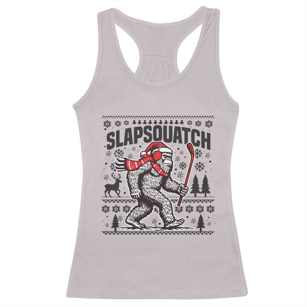 Slapsquatch Hockey Player Racerback Tank Top Funny Bigfoot Ugly Christmas Gift - Wonder Print Shop