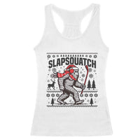 Slapsquatch Hockey Player Racerback Tank Top Funny Bigfoot Ugly Christmas Gift - Wonder Print Shop