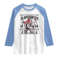 Slapsquatch Hockey Player Raglan Shirt Funny Bigfoot Ugly Christmas Gift - Wonder Print Shop