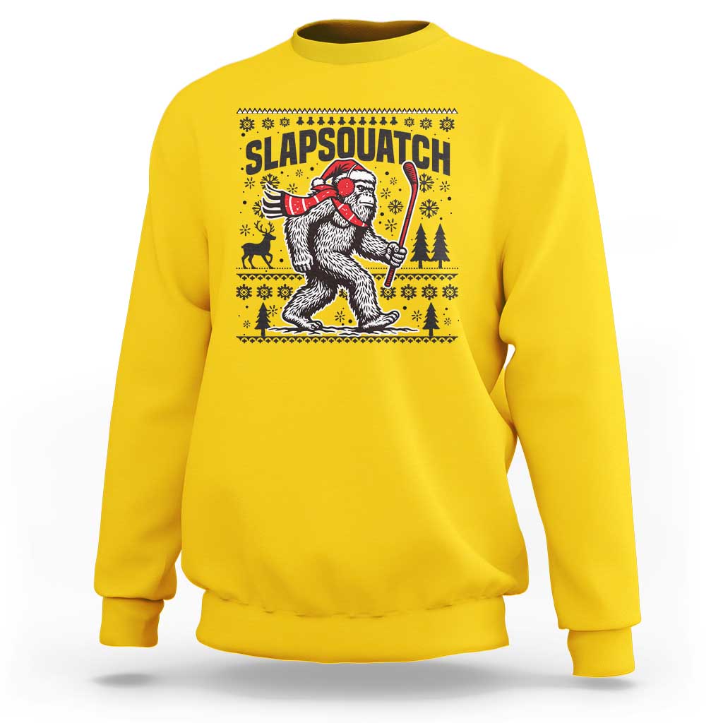 Slapsquatch Hockey Player Sweatshirt Funny Bigfoot Ugly Christmas Gift - Wonder Print Shop