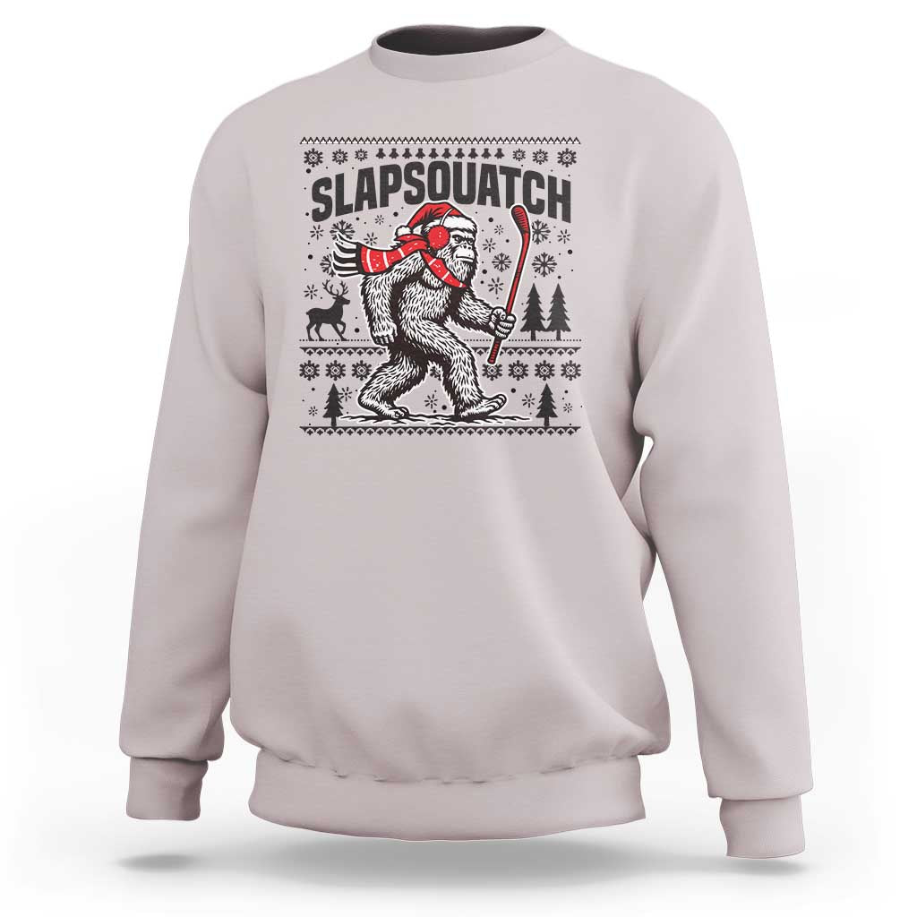 Slapsquatch Hockey Player Sweatshirt Funny Bigfoot Ugly Christmas Gift - Wonder Print Shop
