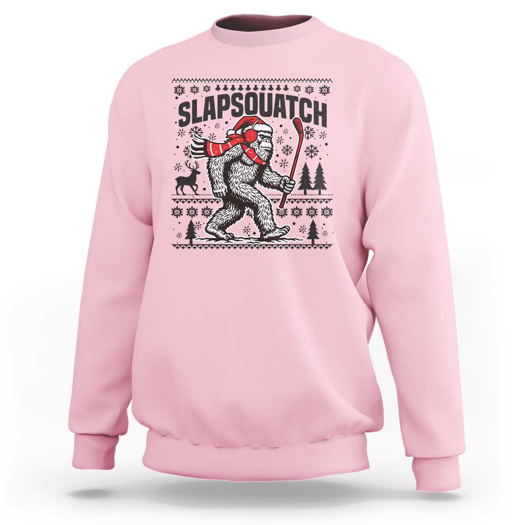 Slapsquatch Hockey Player Sweatshirt Funny Bigfoot Ugly Christmas Gift - Wonder Print Shop