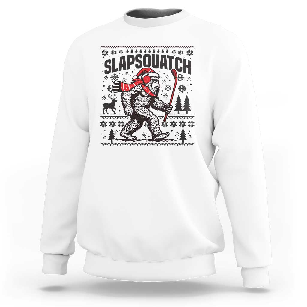 Slapsquatch Hockey Player Sweatshirt Funny Bigfoot Ugly Christmas Gift - Wonder Print Shop