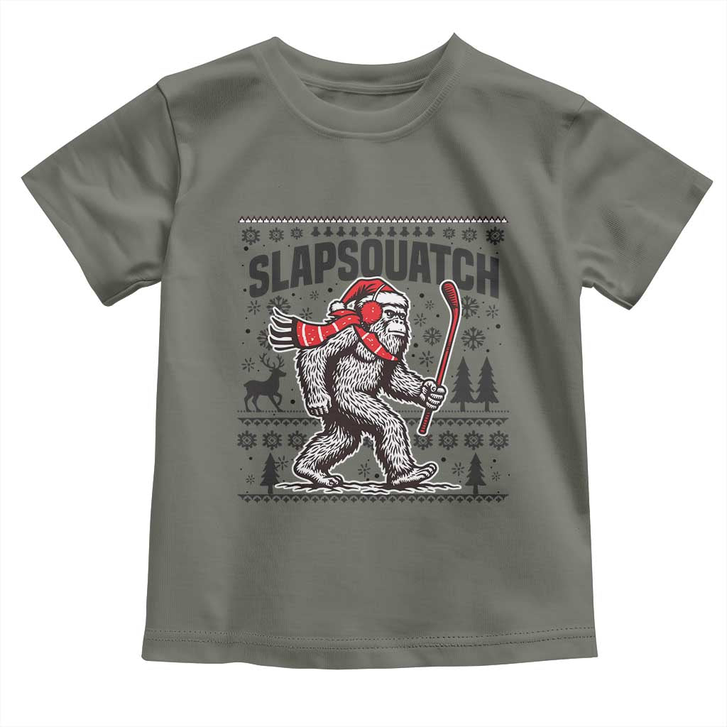 Slapsquatch Hockey Player Toddler T Shirt Funny Bigfoot Ugly Christmas Gift - Wonder Print Shop