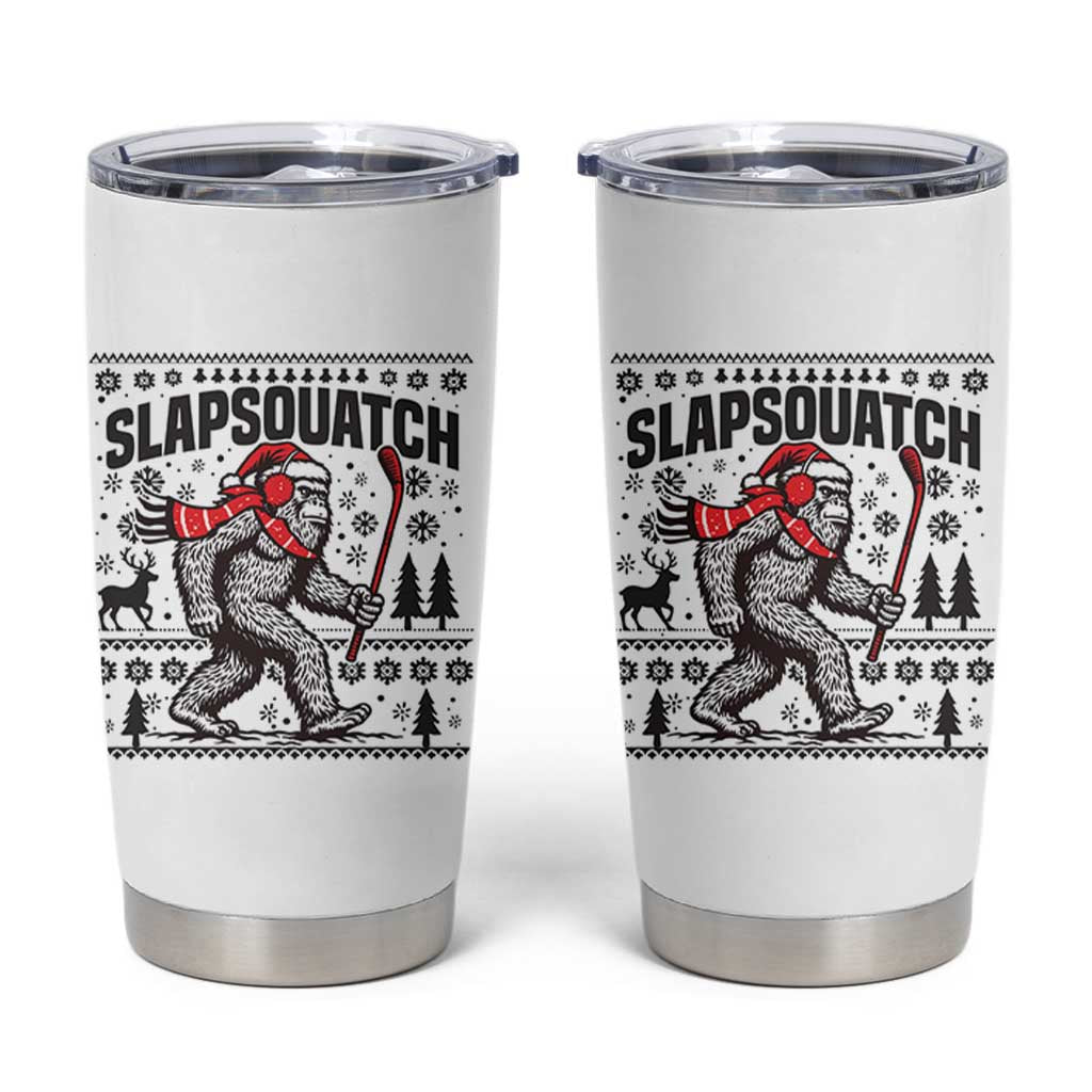 Slapsquatch Hockey Player Tumbler Cup Funny Bigfoot Ugly Christmas Gift - Wonder Print Shop